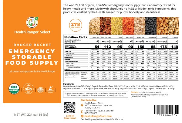 (536 Servings) Ranger Bucket Set - Organic Emergency Storable Food Supply (A26 + B19) Sale - Image 3
