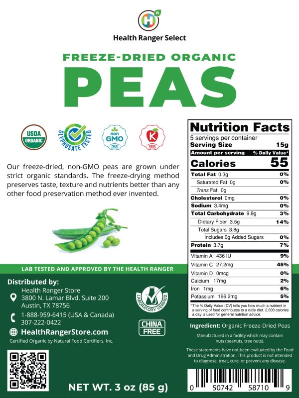 Freeze-Dried Organic Peas 3 oz (85g) Online - Image 2